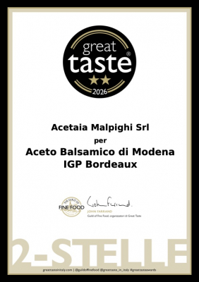 Great Taste, 2 Stelle Oro per l&rsquo;Aceto Balsamico di Modena IGP Bordeaux-title